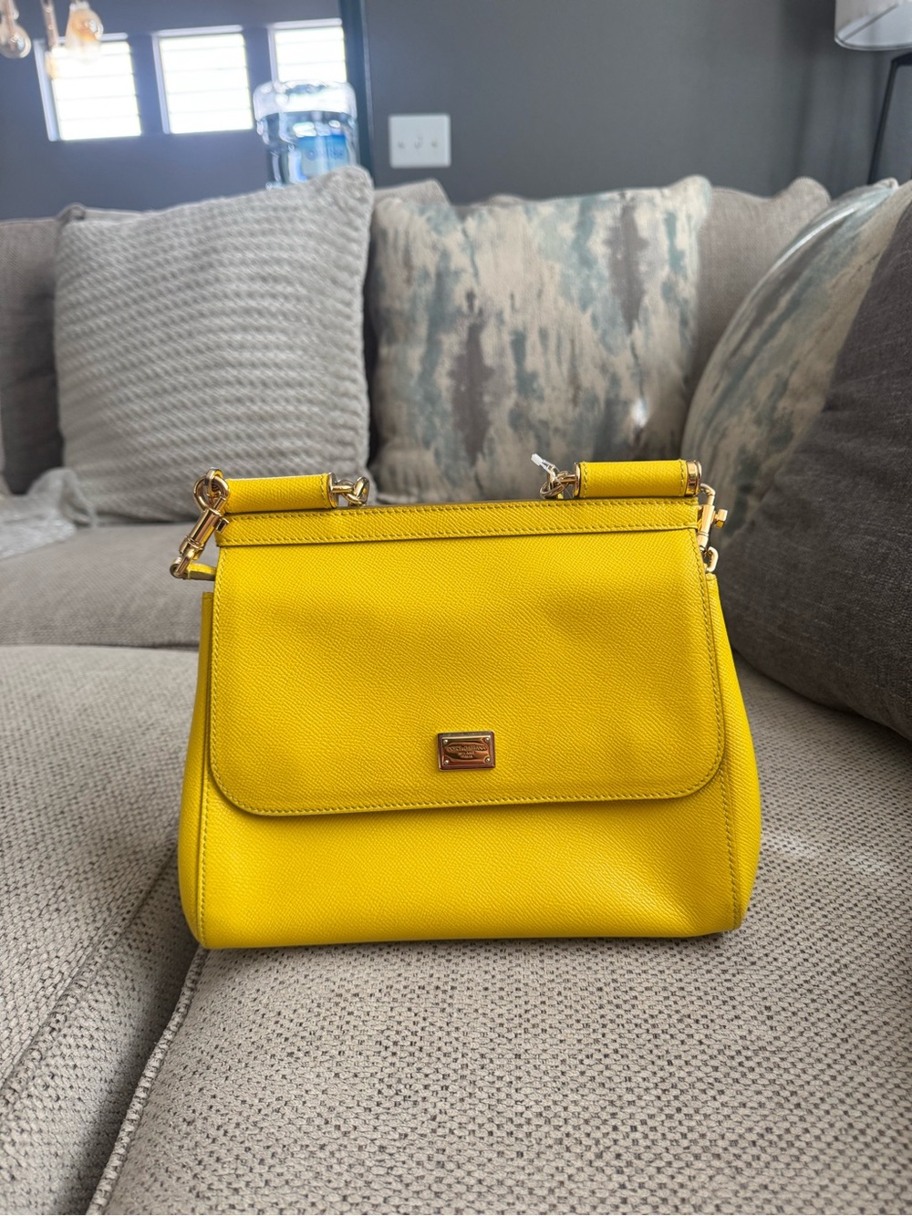 Dolce & Gabbana Yellow Leather Crossbody Shoulder Bag - Designer Style